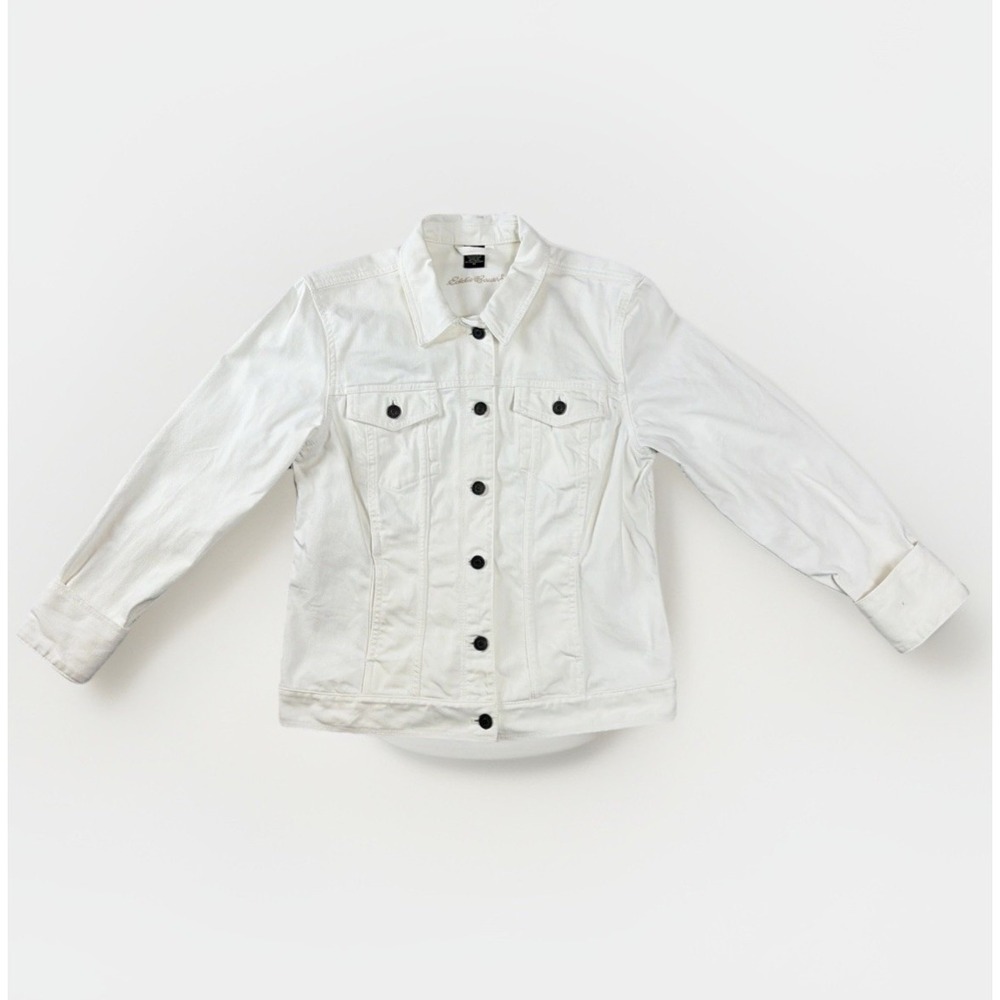 Eddie Bauer Jacket Women's Medium White Cotton Denim Jean Jacket